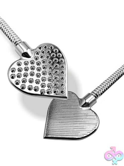 Nixie Stainless Steel Riding Crop Flaming Heart - Image 2