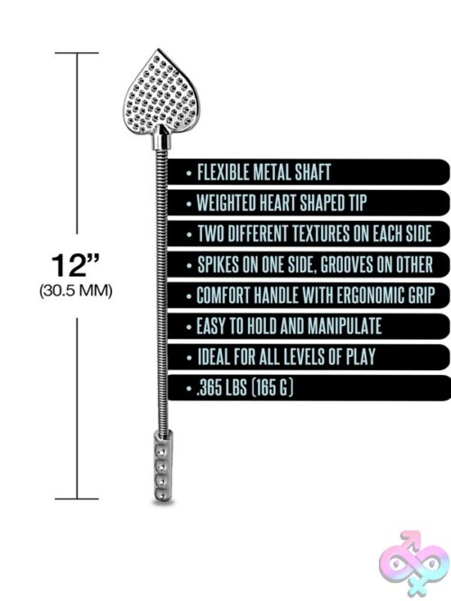Nixie Stainless Steel Riding Crop Flaming Heart - Image 3