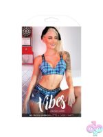 Blue plaid bralette and cheeky panty matching set by Fantasy Lingerie