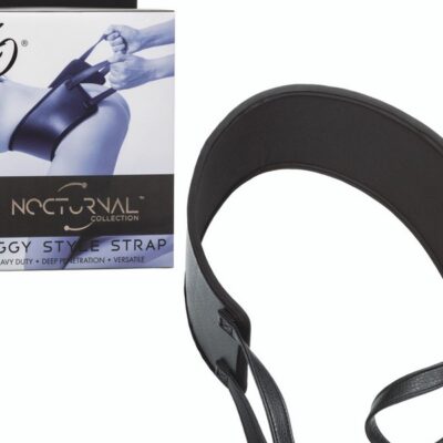 Black textured doggy style positioning strap with double-stitched handles by California Exotic Novelties
