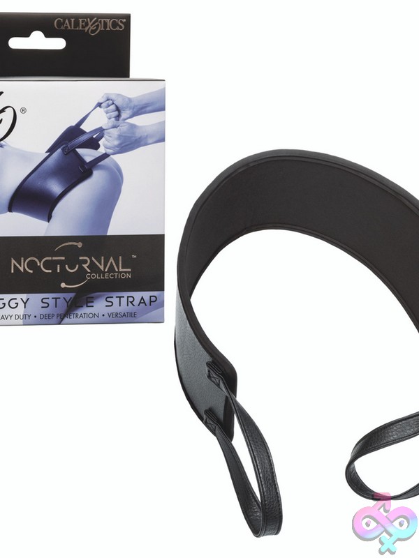 Discreet-Toys-Nocturnal-Collection-Doggy-Style-Strap-Nu-Se-2678-02-3 Black Textured Doggy Style Positioning Strap With Double-Stitched Handles By California Exotic Novelties