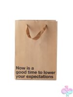 Snarky beige Kraft paper gift bag 3-pack with brown ribbon handle by Wood Rocket