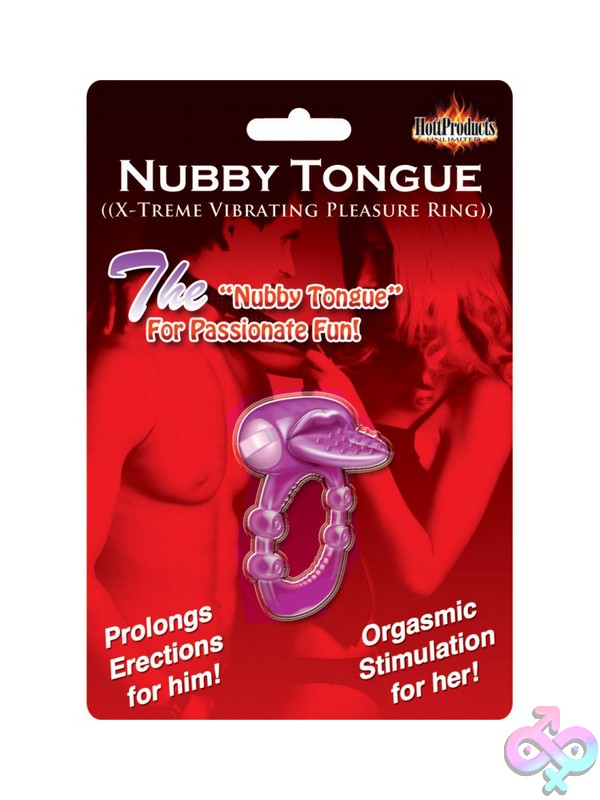 Discreet-Toys-Nubby-Tongue-Vibrating-Cock-Ring-Purple-Nu-Hp-2326 Nubby Tongue Vibrating Cock Ring In Purple Silicone By Hott Products