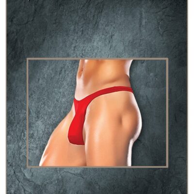 Male Power nylon spandex bong thong with comfort-fit pouch and plush elastic waistband in black