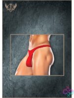 Male Power nylon spandex bong thong with comfort-fit pouch and plush elastic waistband in black