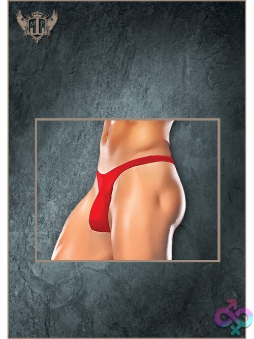 Male Power Nylon Spandex Bong Thong With Comfort-Fit Pouch And Plush Elastic Waistband In Black