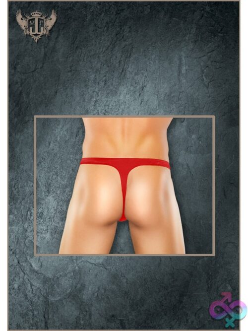 Male Power Nylon Spandex Pull Tab Thong – Red - Image 2