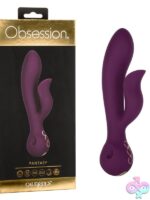 Curved purple silicone dual rabbit vibrator with flickering teaser by California Exotic Novelties