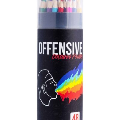 48-piece offensive colored pencil set with built-in sharpener and hilariously named multi-color shades by Wood Rocket