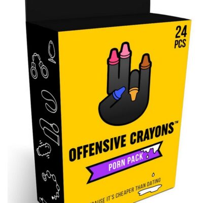 Offensive adult crayon pack with naughty color names by Wood Rocket