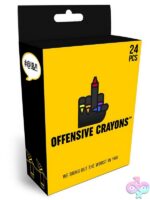 Offensive Crayons 24-count adult gag gift set with irreverent color names by Wood Rocket