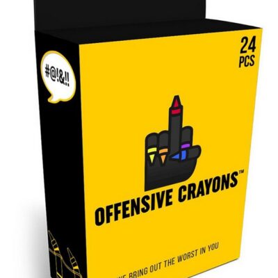 Offensive Crayons 24-count adult gag gift set with irreverent color names by Wood Rocket
