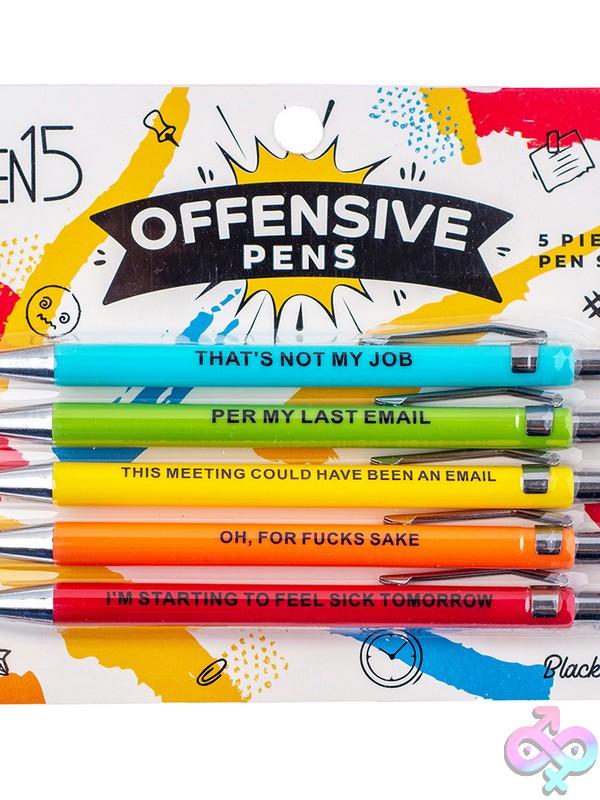 Discreet-Toys-Offensive-Pens-5-Pack-Nu-Pen-001 Wood Rocket Offensive Pens 5-Pack Multi-Color Boldly Printed Ballpoint Pen Gift Set