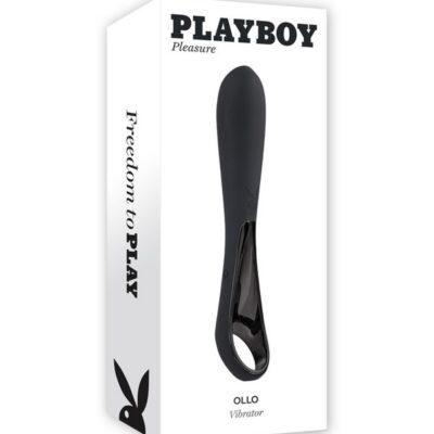Angled g-spot ring vibrator in black silicone by Playboy Pleasure