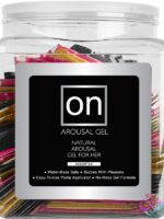 100-count assorted arousal gel fishbowl counter display in clear container by Sensuva