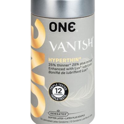 ONE Vanish Hyperthin clear latex condoms 12-pack by Paradise Marketing