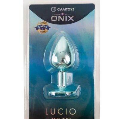 Polished metal anal plug with blue rhinestone gem base by Camtoyz