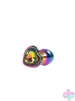 Iridescent Metal Anal Plug with Heart Base - Image 3