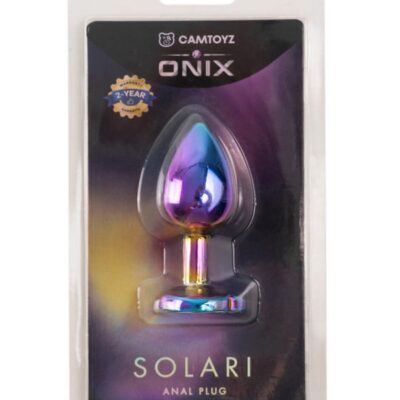 Iridescent color-shifting metal anal plug with heart-shaped base by Camtoyz