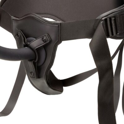 rechargeable vibrating pegging kit Onyxxx by CalExotics black silicone probe and adjustable jock harness