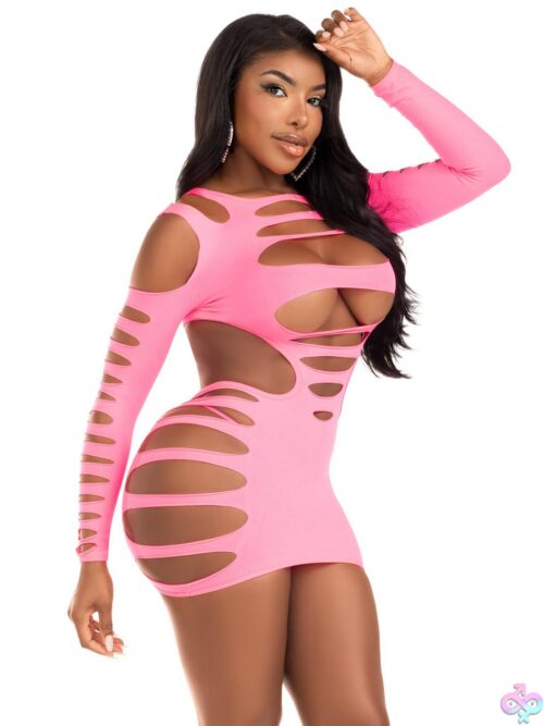 Opaque Shredded Cut Out Mini Dress - Image 7