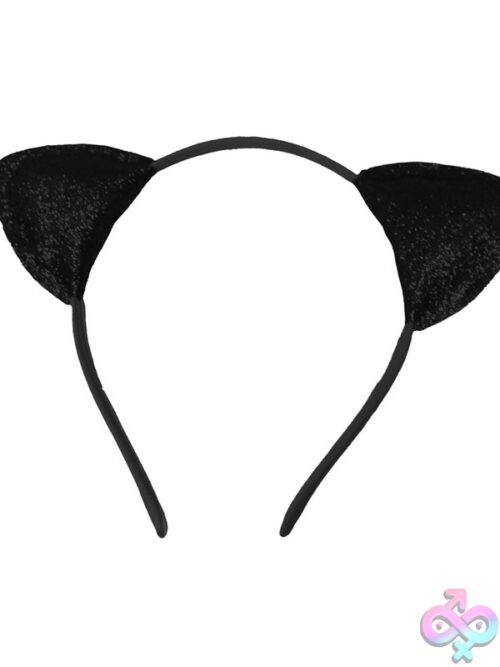 Open Cup High Neck Bra &Amp; Split Crotch Skirt Panty With Cat Ears – Black 2X - Image 3