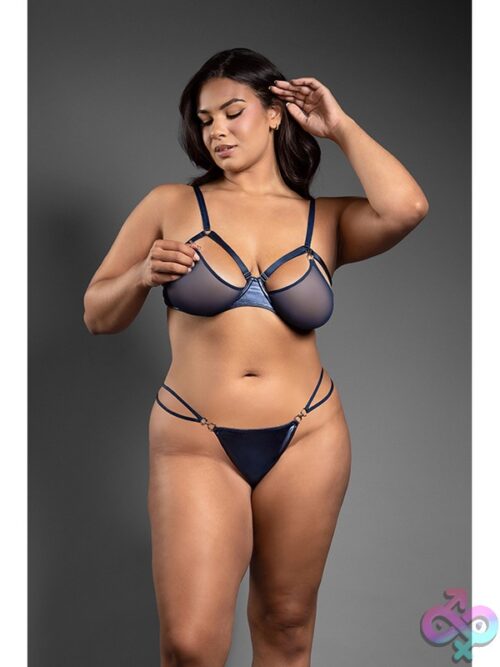 Metallic Cage Bra &Amp; Crotchless Panty Set - Image 2