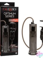 Optimum Series Vibro Air Pump in gray with Master Grip handle and magnetic USB charging cord by California Exotic Novelties