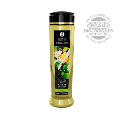 Organica Massage Oils Green Tea by Shunga 8 fl oz yellow bottle