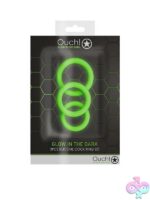 Three-piece glow in the dark cock ring set fluorescent green by Shots Toys
