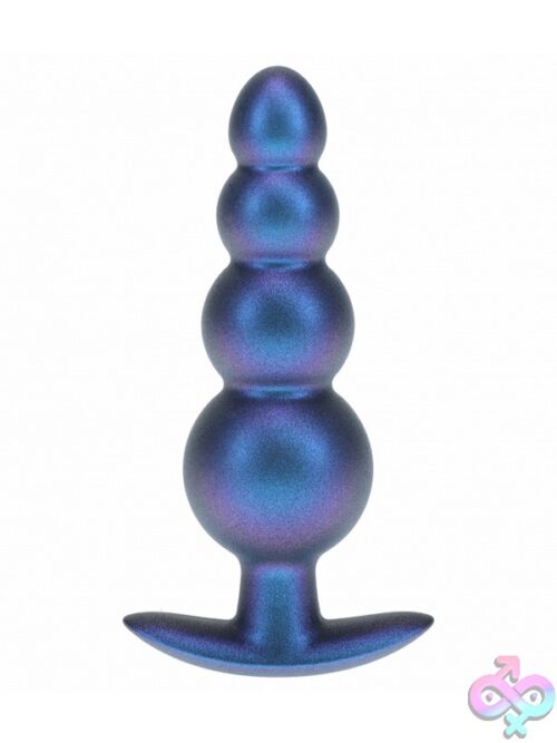 Beaded Anal Plug Silicone Metallic Blue - Image 2