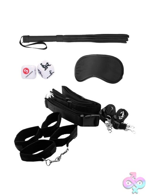 Ouch! Bondage Belt Restraint System With Flogger, Mask &Amp; Dice – Black - Image 2