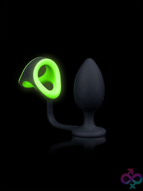 Glow In The Dark Butt Plug With Cock Ring &Amp; Ball Strap – Black - Image 2