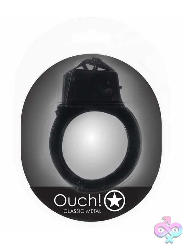 Discreet-Toys-Ouch-Classic-Metal-Handcuffs-Black-Nu-St-Ou1048Blk Ouch Classic Metal Handcuffs In Multiple Colors With Quick-Release Locking Mechanism