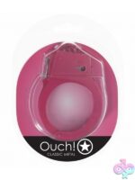 Ouch Classic Metal Handcuffs in multiple colors with quick-release locking mechanism