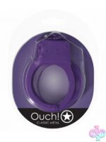 Ouch Classic Metal Handcuffs in multiple colors with quick-release locking mechanism
