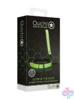 Adjustable glow-in-the-dark fluorescent green collar and leash set by Shots Toys