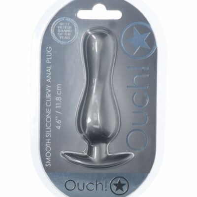 Curvy beginner anal plug in gun-metal gray silicone by Shots Toys
