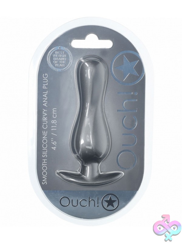 Discreet-Toys-Ouch-Curvy-Anal-Plug-Silicone-Gun-Metal-Nu-St-Ou1024Gun Curvy Beginner Anal Plug In Gun-Metal Gray Silicone By Shots Toys