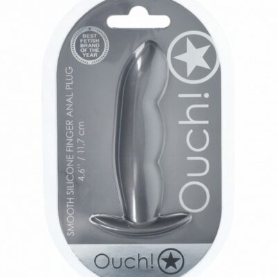 Beginner finger anal plug in gun metal gray silicone by Shots Toys