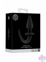 Bendable textured black rubber butt plug with tail base by Shots Toys