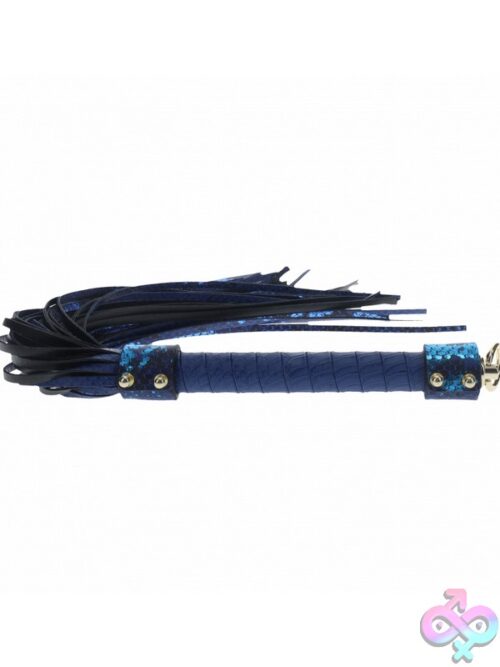 Ouch Florence Collection Bonded Leather Flogger With Iridescent Hardware In Black And Blue