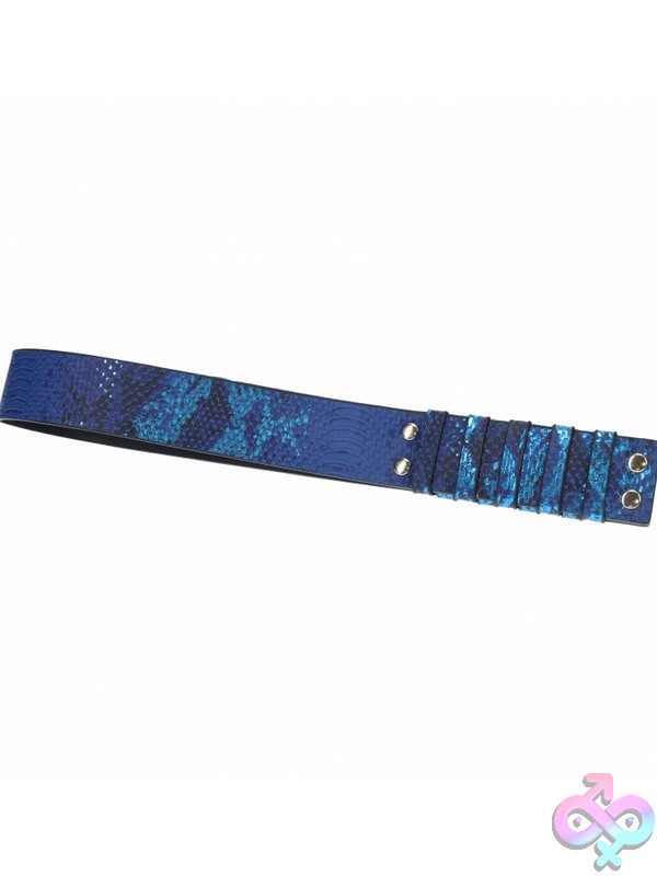 Discreet-Toys-Ouch-Florence-Collection-Paddle-Blue-Nu-St-Ou1002Blu Florence Collection Firm Bonded Leather Paddle In Blue With Iridescent Metal Hardware By Shots Toys
