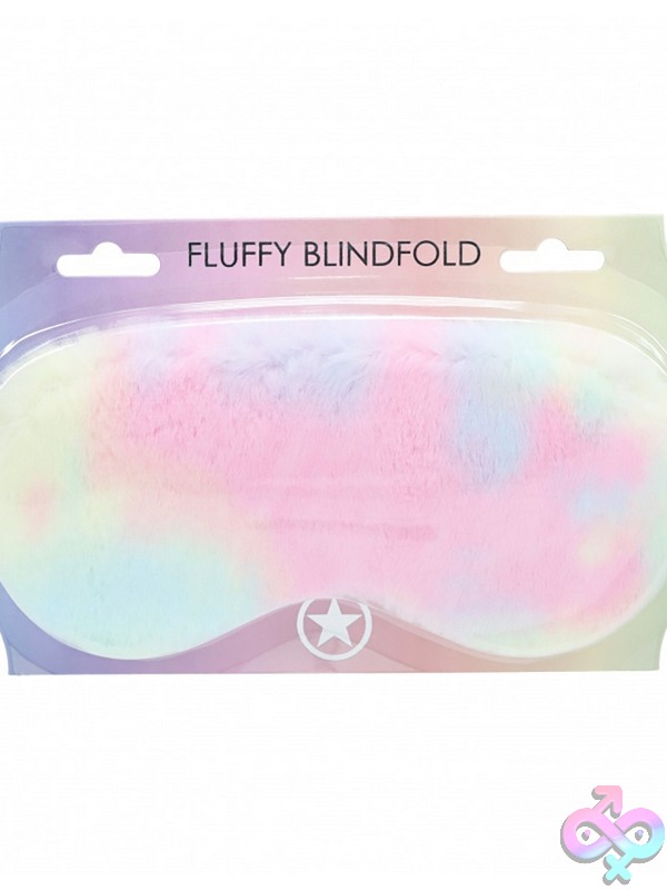 Discreet-Toys-Ouch-Fluffy-Mask-Multicolor-1-Nu-St-Ou1062Mul1 Ouch Fluffy Blindfold Mask In Pink Purple And Blue On Soft Neutral Background