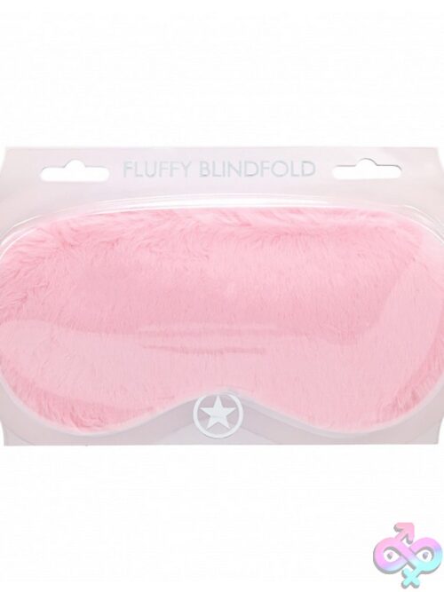 Ouch Fluffy Blindfold Mask In Pink Purple And Blue On Soft Neutral Background