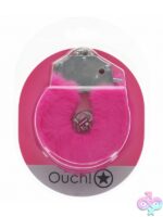 Heavy-duty fluffy handcuffs with quick-release button in multiple colors by Shots Toys