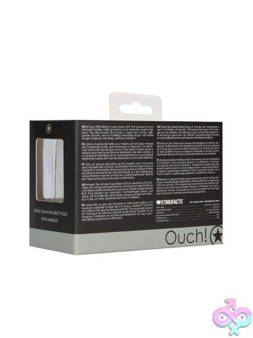 Ouch! Large Diamond Butt Plug With Handle – Black - Image 3