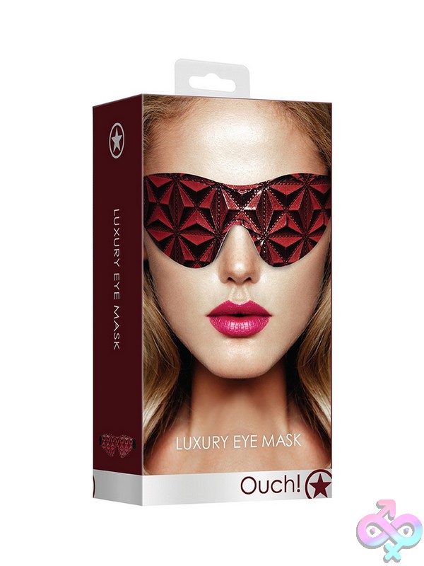 Discreet-Toys-Ouch-Luxury-Eye-Mask-Burgundy-Nu-St-Ou348Bur Burgundy Diamond-Pattern Faux Leather Luxury Eye Mask By Shots Toys
