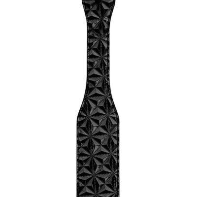 Black diamond-pattern faux leather luxury paddle by Shots Toys