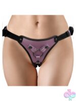 Ouch! Metallic Adjustable Strap-On Harness in Purple - Image 2